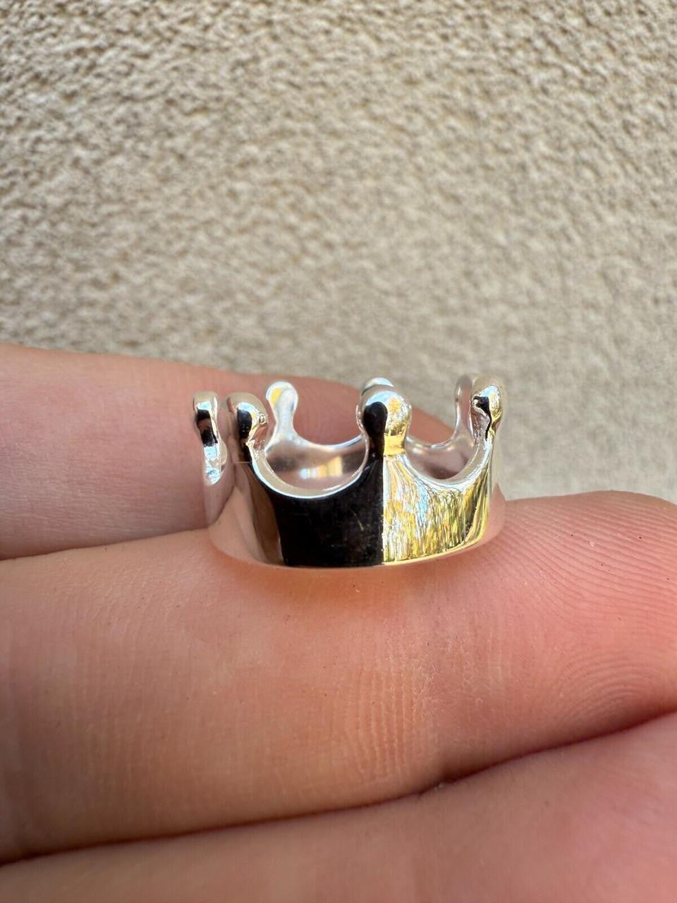 Crown Ring Solid 925 Sterling Silver Men's Ladies Plain King Queen