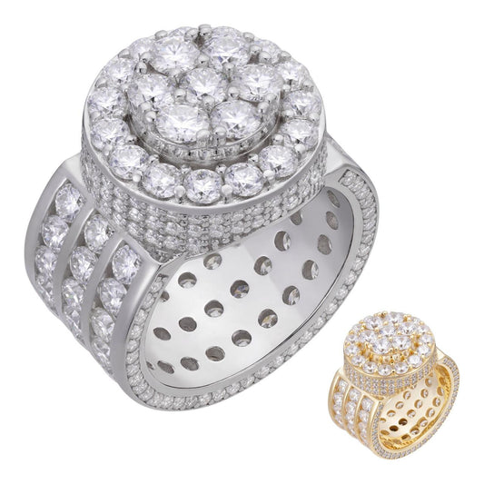 HarlemBling King's Iced Out Ring - 14k Yellow Gold Vermeil/Natural 925 Silver - CZ Stones