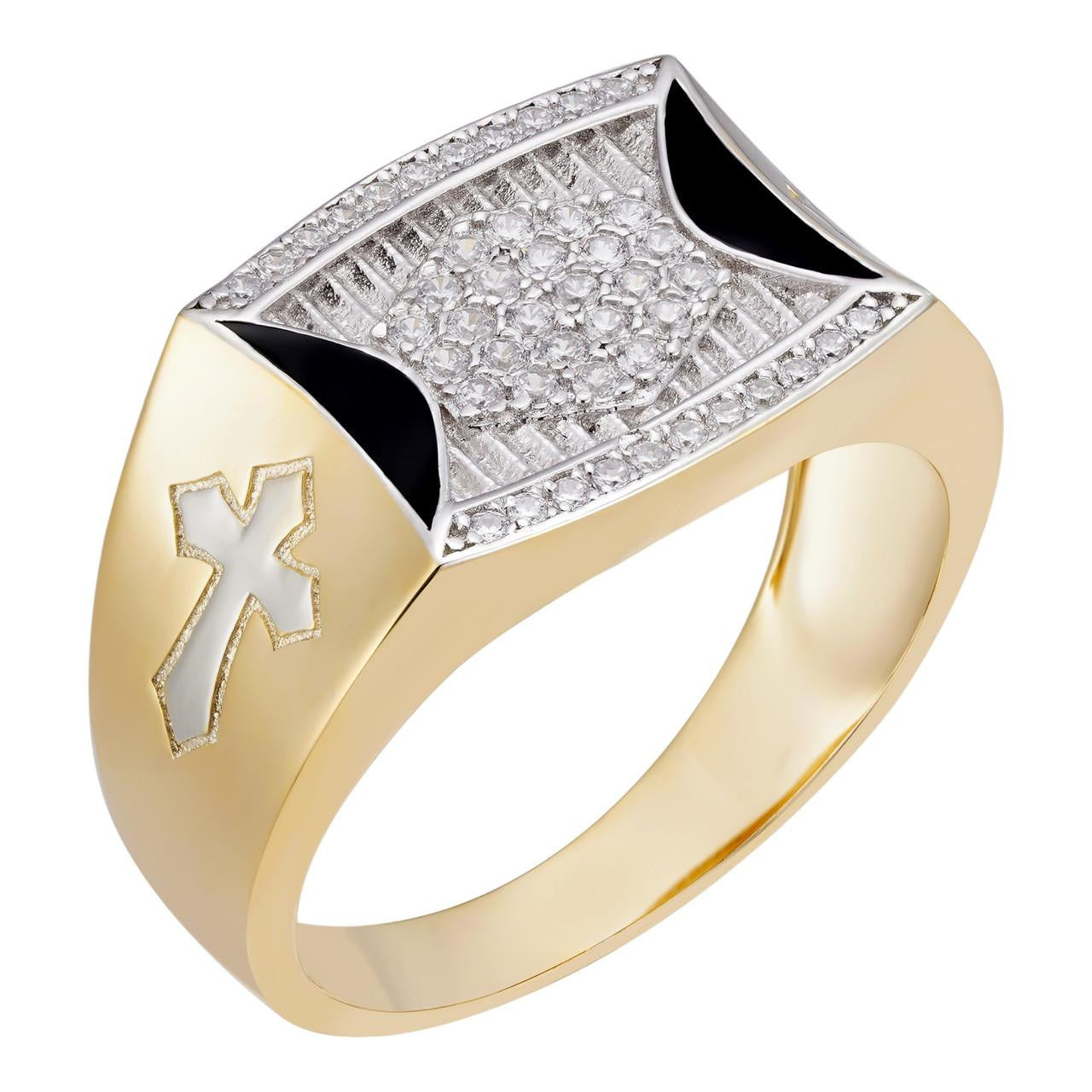 HarlemBling Knight's Templar Ring - 14k Gold Vermeil 925 Silver - CZ Stones