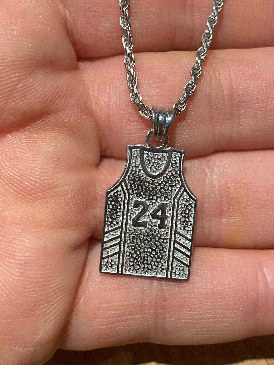 HarlemBling Kobe Bryant 24 Jersey Autograph Pendant Real 925 Sterling Silver / Gold Necklace