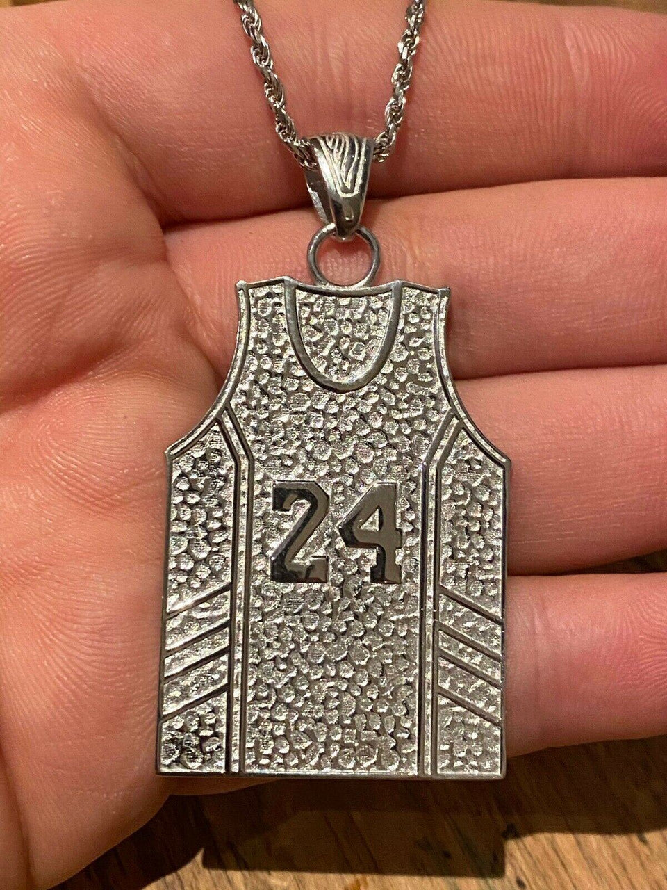 HarlemBling Kobe Bryant 24 Jersey Autograph Pendant Real 925 Sterling Silver / Gold Necklace