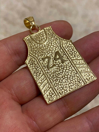 HarlemBling Kobe Bryant 24 Jersey Autograph Pendant Real 925 Sterling Silver / Gold Necklace
