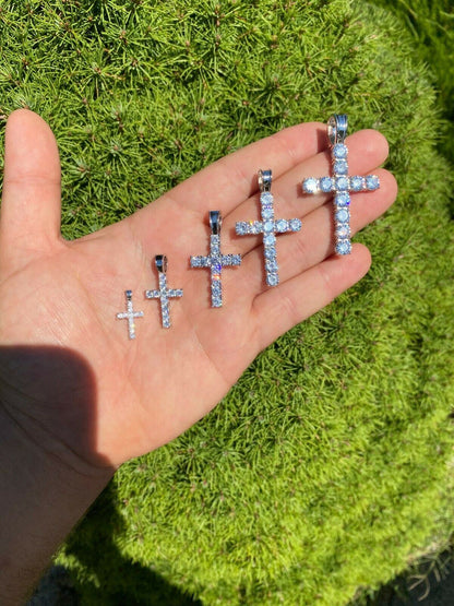 HarlemBling Ladies and Mens Diamond Cross Pendant Solid 925 Sterling Silver Iced Necklace