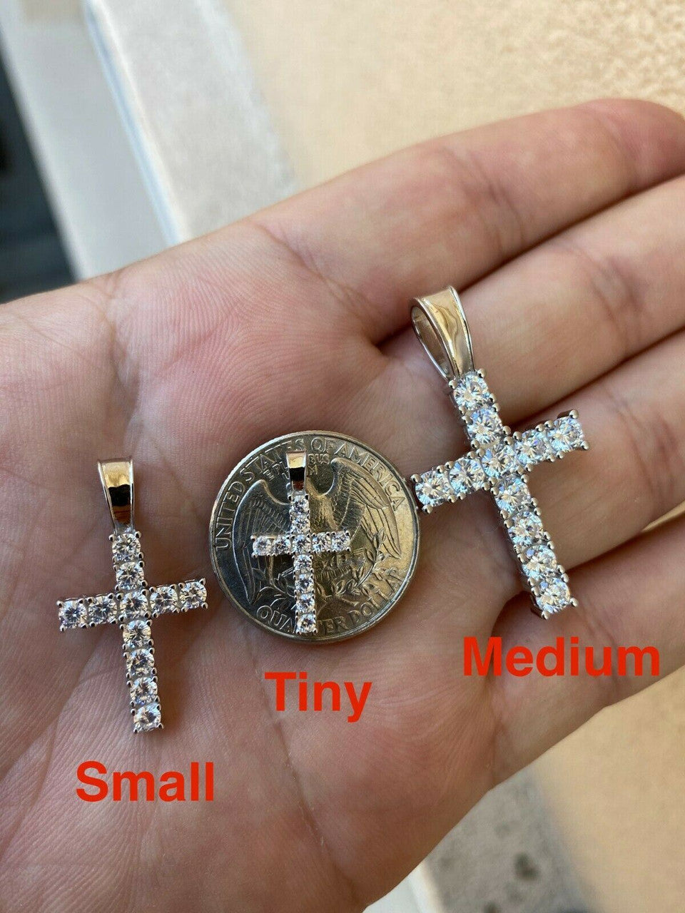 HarlemBling Ladies and Mens Diamond Cross Pendant Solid 925 Sterling Silver Iced Necklace