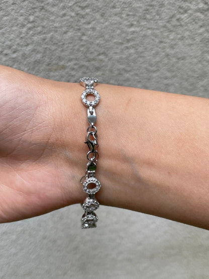 HarlemBling Ladies Iced Circle Custom Tennis Bracelet Adjustable Solid 925 Sterling Silver