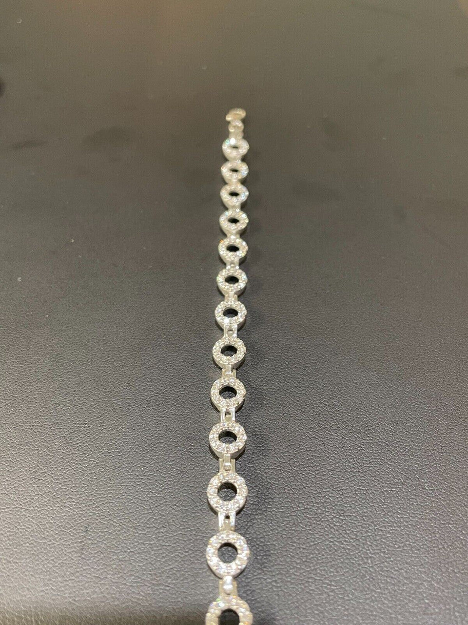 HarlemBling Ladies Iced Circle Custom Tennis Bracelet Adjustable Solid 925 Sterling Silver