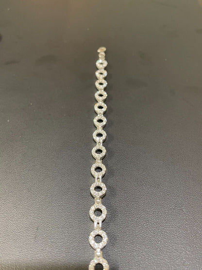 HarlemBling Ladies Iced Circle Custom Tennis Bracelet Adjustable Solid 925 Sterling Silver