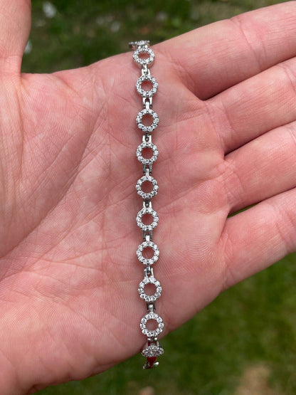 HarlemBling Ladies Iced Circle Custom Tennis Bracelet Adjustable Solid 925 Sterling Silver