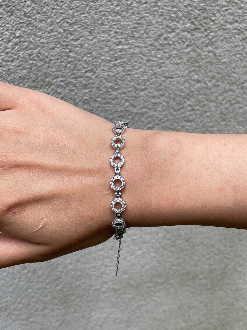 HarlemBling Ladies Iced Circle Custom Tennis Bracelet Adjustable Solid 925 Sterling Silver