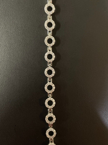 HarlemBling Ladies Iced Circle Custom Tennis Bracelet Adjustable Solid 925 Sterling Silver