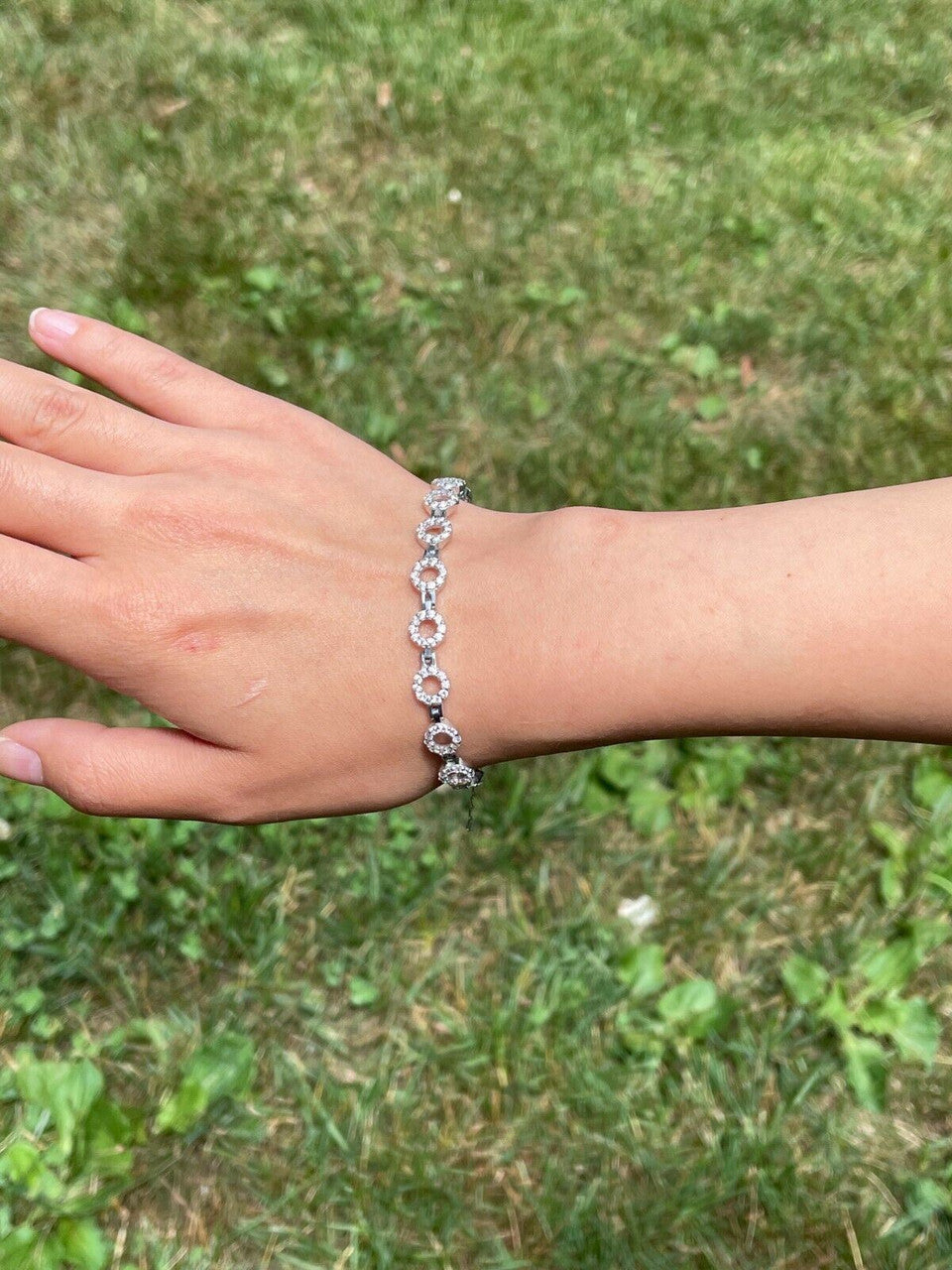 HarlemBling Ladies Iced Circle Custom Tennis Bracelet Adjustable Solid 925 Sterling Silver