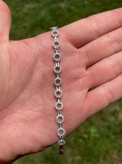 HarlemBling Ladies Iced Circle Custom Tennis Bracelet Adjustable Solid 925 Sterling Silver