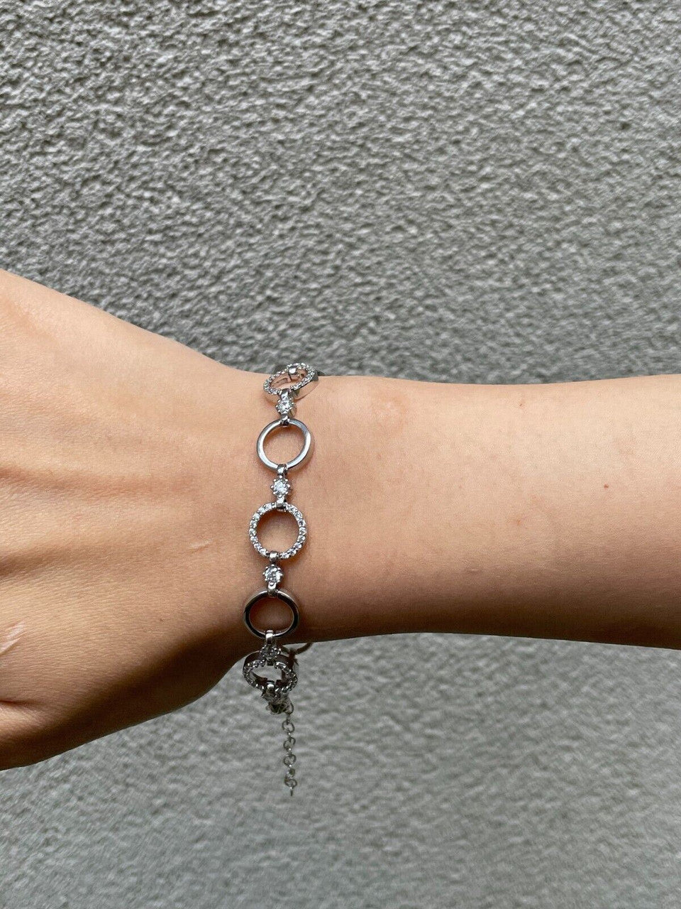 HarlemBling Ladies Iced Circle Love Custom Bracelet Adjustable Solid 925 Sterling Silver