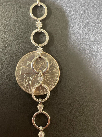 HarlemBling Ladies Iced Circle Love Custom Bracelet Adjustable Solid 925 Sterling Silver