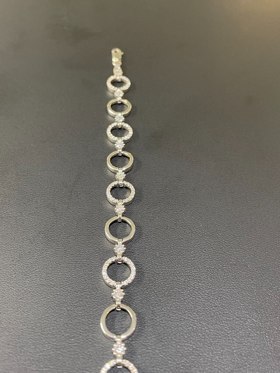 HarlemBling Ladies Iced Circle Love Custom Bracelet Adjustable Solid 925 Sterling Silver