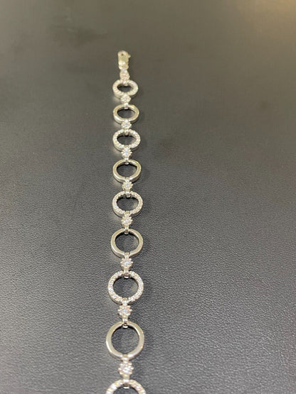 HarlemBling Ladies Iced Circle Love Custom Bracelet Adjustable Solid 925 Sterling Silver