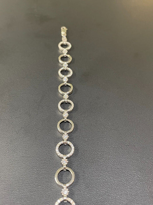 HarlemBling Ladies Iced Circle Love Custom Bracelet Adjustable Solid 925 Sterling Silver