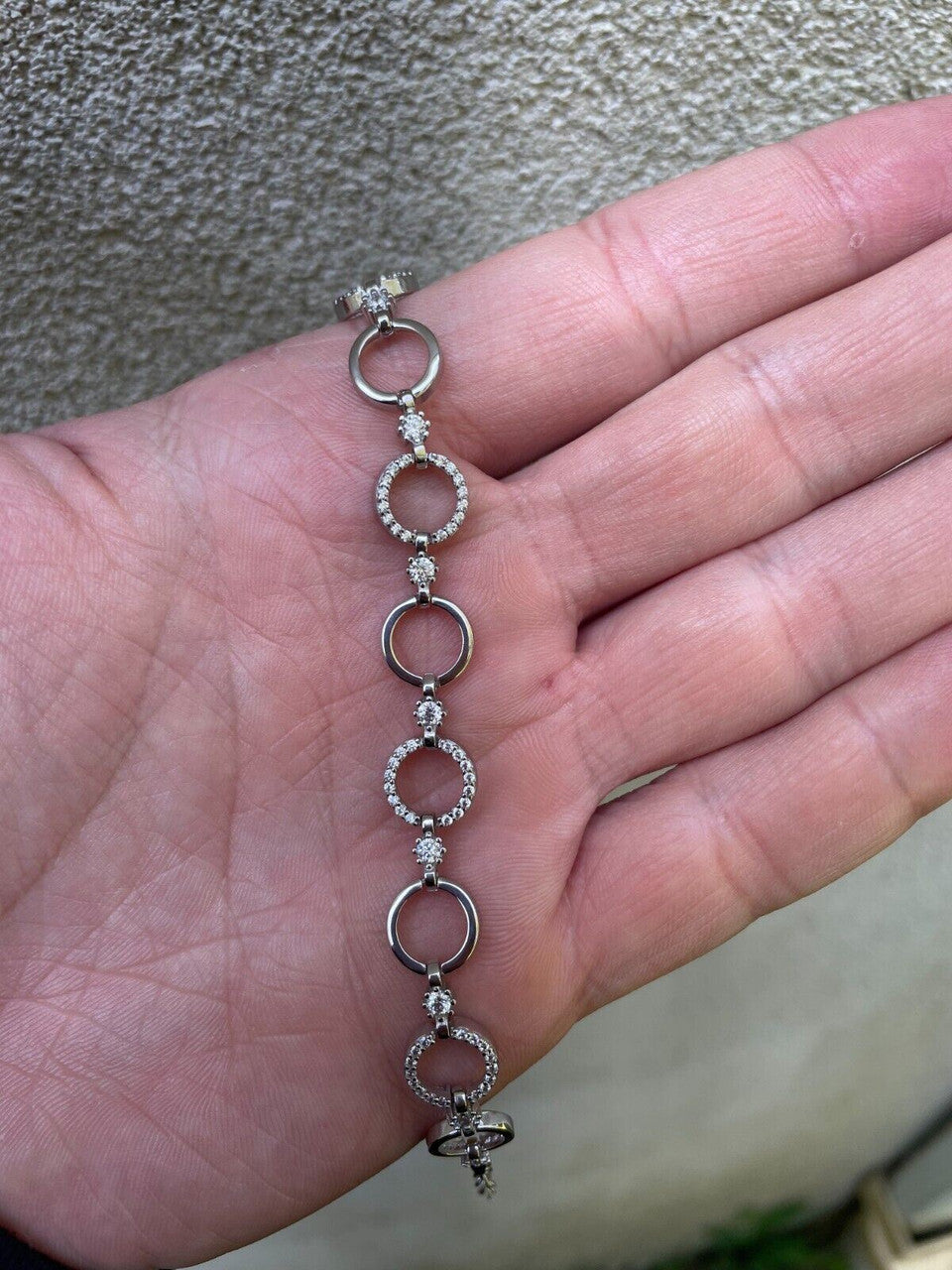 HarlemBling Ladies Iced Circle Love Custom Bracelet Adjustable Solid 925 Sterling Silver