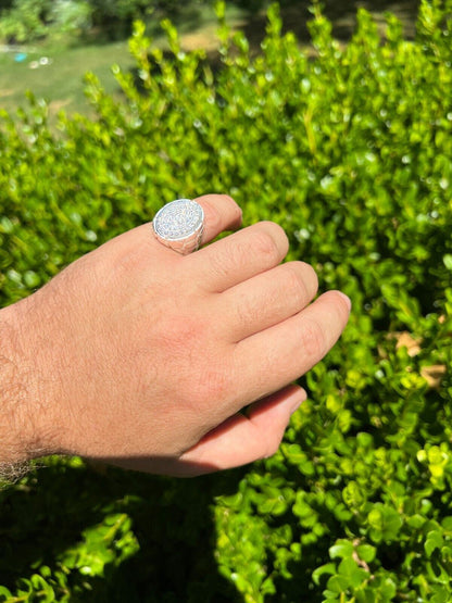 HarlemBling Large Nugget Mens Real Solid 925 Sterling Silver Iced CZ Pinky Ring Big Hip Hop