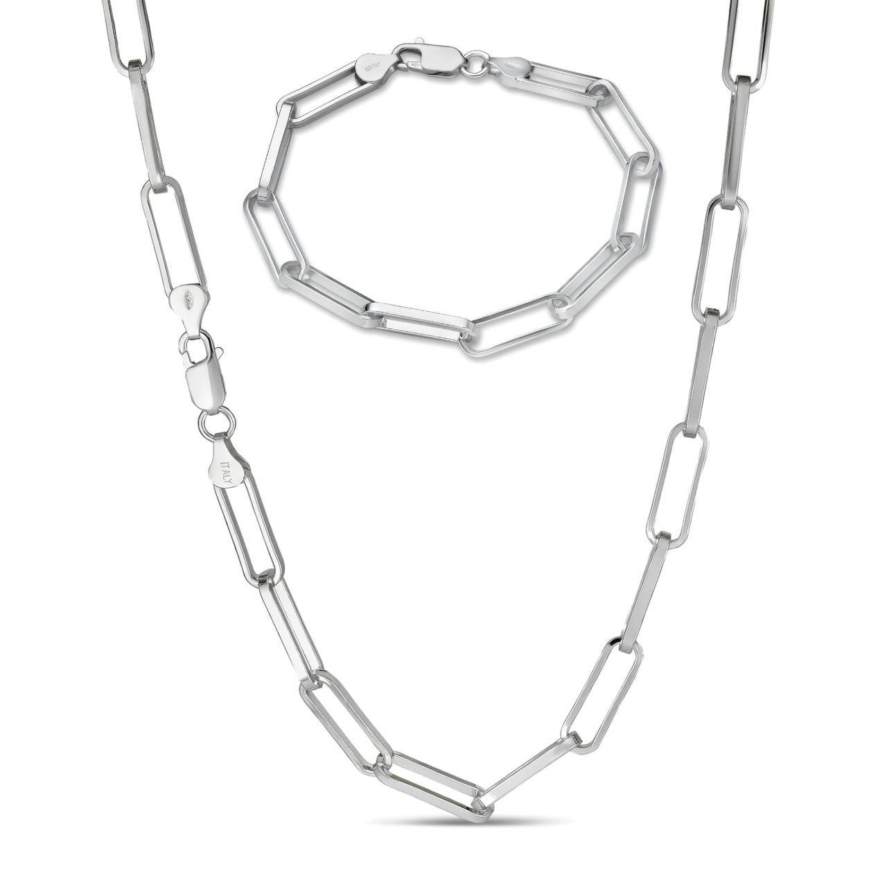 HarlemBling LARGE Paperclip Link Chain Necklace Or Bracelet - 925 Sterling Silver - 6"-24" - 7mm