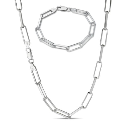 HarlemBling LARGE Paperclip Link Chain Necklace Or Bracelet - 925 Sterling Silver - 6"-24" - 7mm