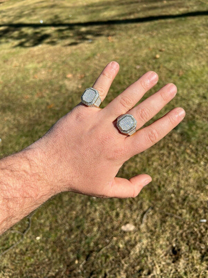 HarlemBling Large Real 14k Gold Vermeil 3ct MOISSANITE Pinky RING Hip Hop Pass Diamond Test