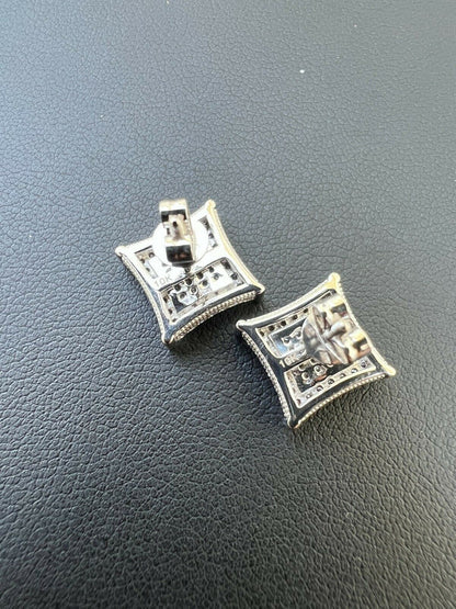 HarlemBling Large Real Solid 10k White Gold Iced Kite Moissanite Earrings Pass Diamond Test