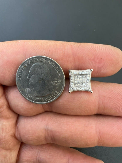 HarlemBling Large Real Solid 10k White Gold Iced Kite Moissanite Earrings Pass Diamond Test