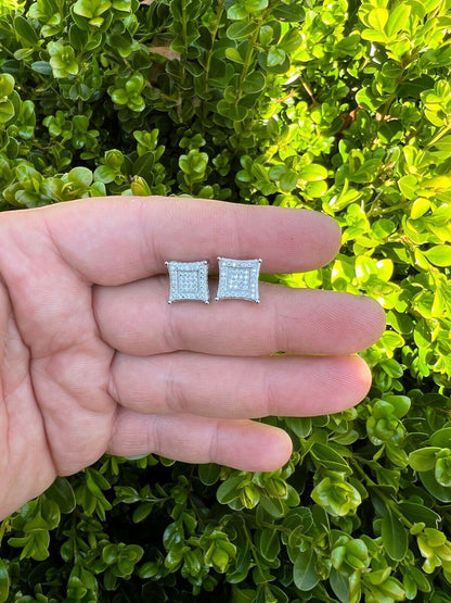 HarlemBling Large Real Solid 10k White Gold Iced Kite Moissanite Earrings Pass Diamond Test