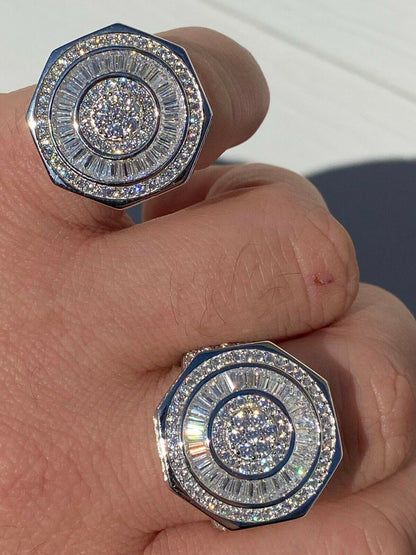 HarlemBling Large Real Solid 925 Sterling Silver Mens Baguette Diamond Pinky Ring Hip Hop