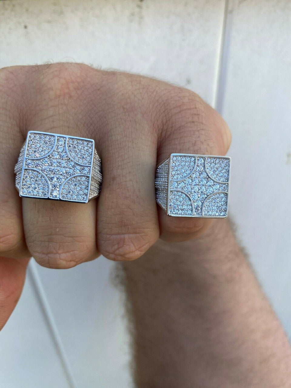 Men's Real Solid 925 Sterling Silver CZ Hip Hop Ring Iced Men's Real Solid 925 Sterling Silver CZ Hip Hop Ring Iced