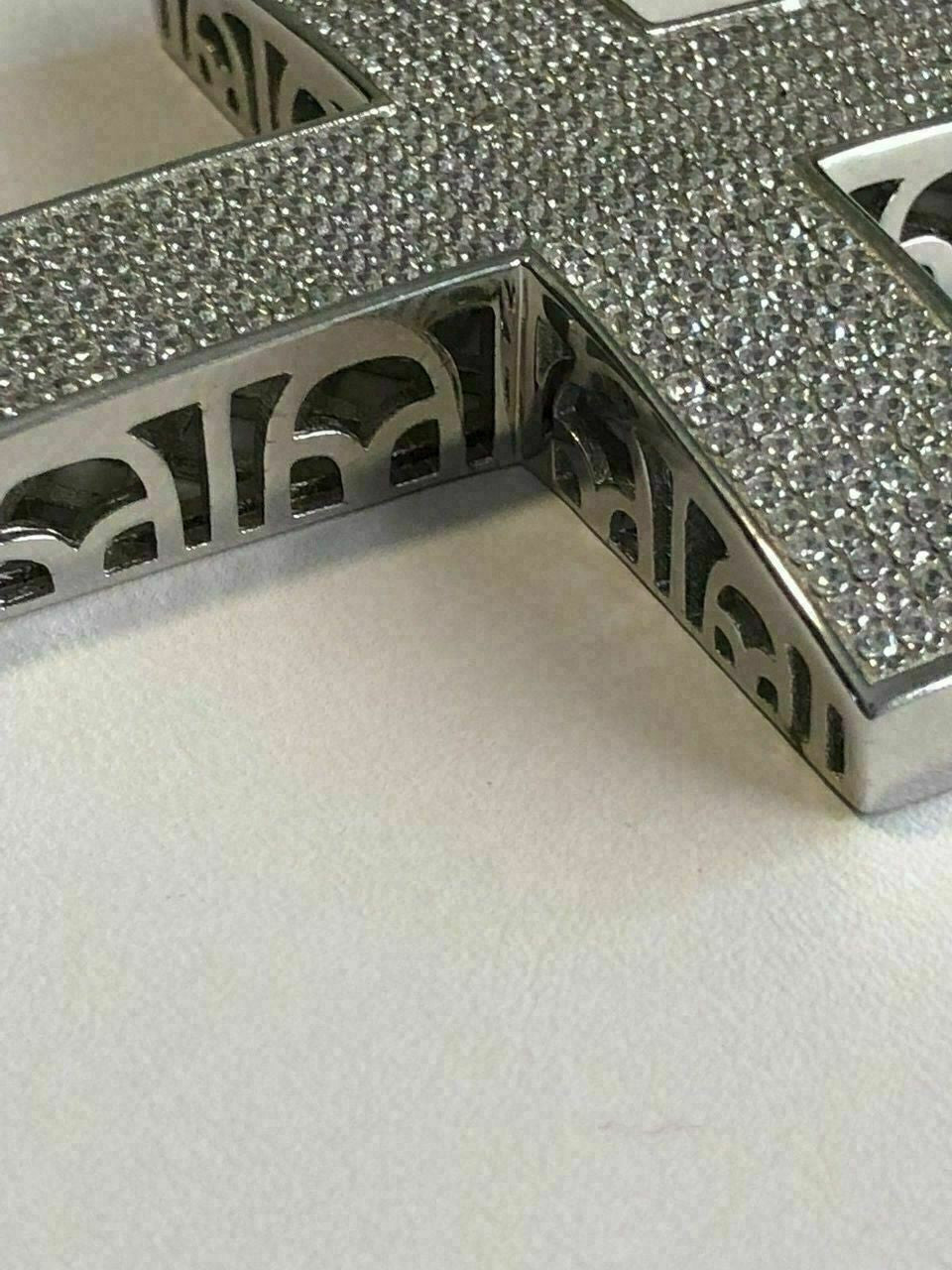 HarlemBling Large Solid 925 Silver Mens Cross 5ct Diamonds 3.25 BIG Hip Hop Pendant Jesus