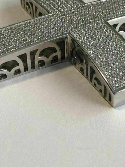 HarlemBling Large Solid 925 Silver Mens Cross 5ct Diamonds 3.25 BIG Hip Hop Pendant Jesus