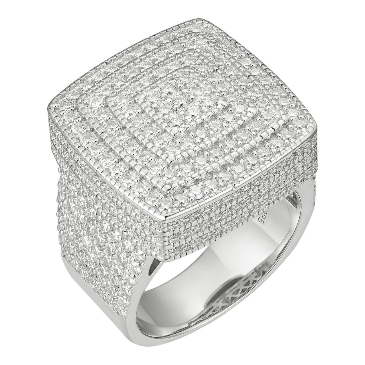 HarlemBling Large Square Iced Out Ring - 925 Silver - CZ Stones