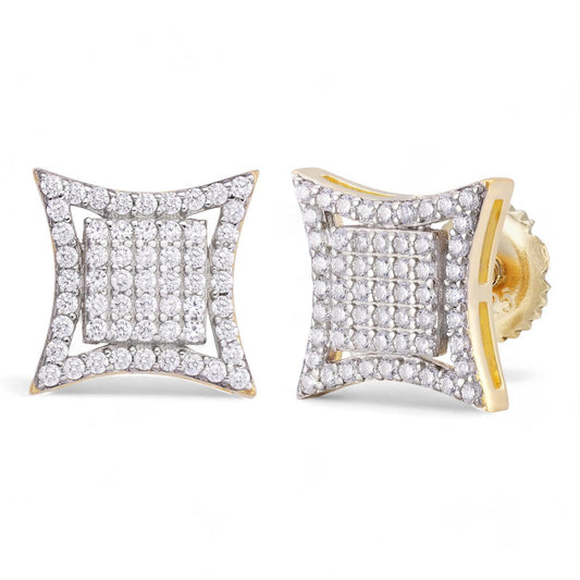 HarlemBling Las Vegas Kite Earrings - 14k Gold Vermeil 925 Silver - CZ Stones - 10.5mm