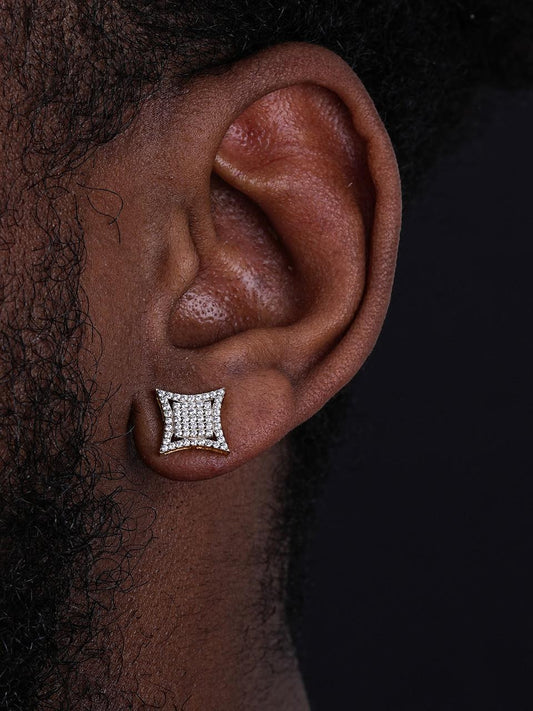 HarlemBling Las Vegas Kite Earrings - 14k Gold Vermeil 925 Silver - CZ Stones - 10.5mm