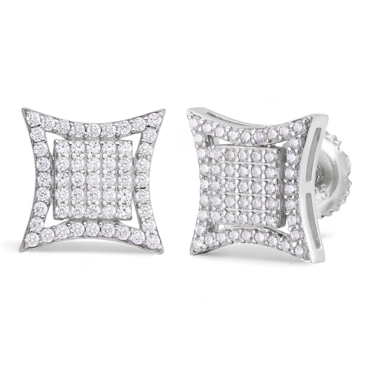 HarlemBling Las Vegas Kite Earrings - 925 Silver - CZ Stones - 10.5mm