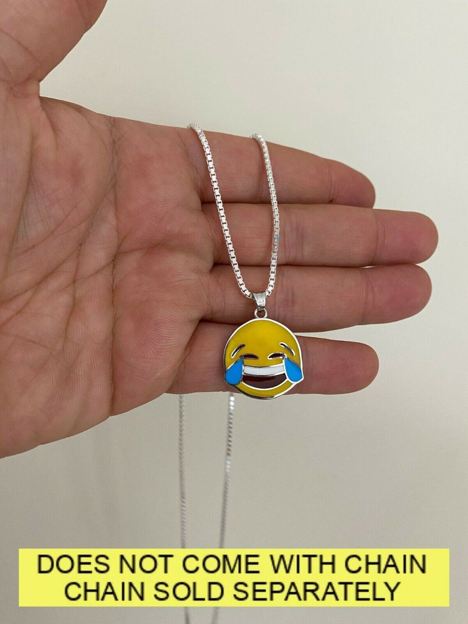 HarlemBling Laughing Smiley LOL Emoji Solid 925 Sterling Silver 1 Pendant For Necklace
