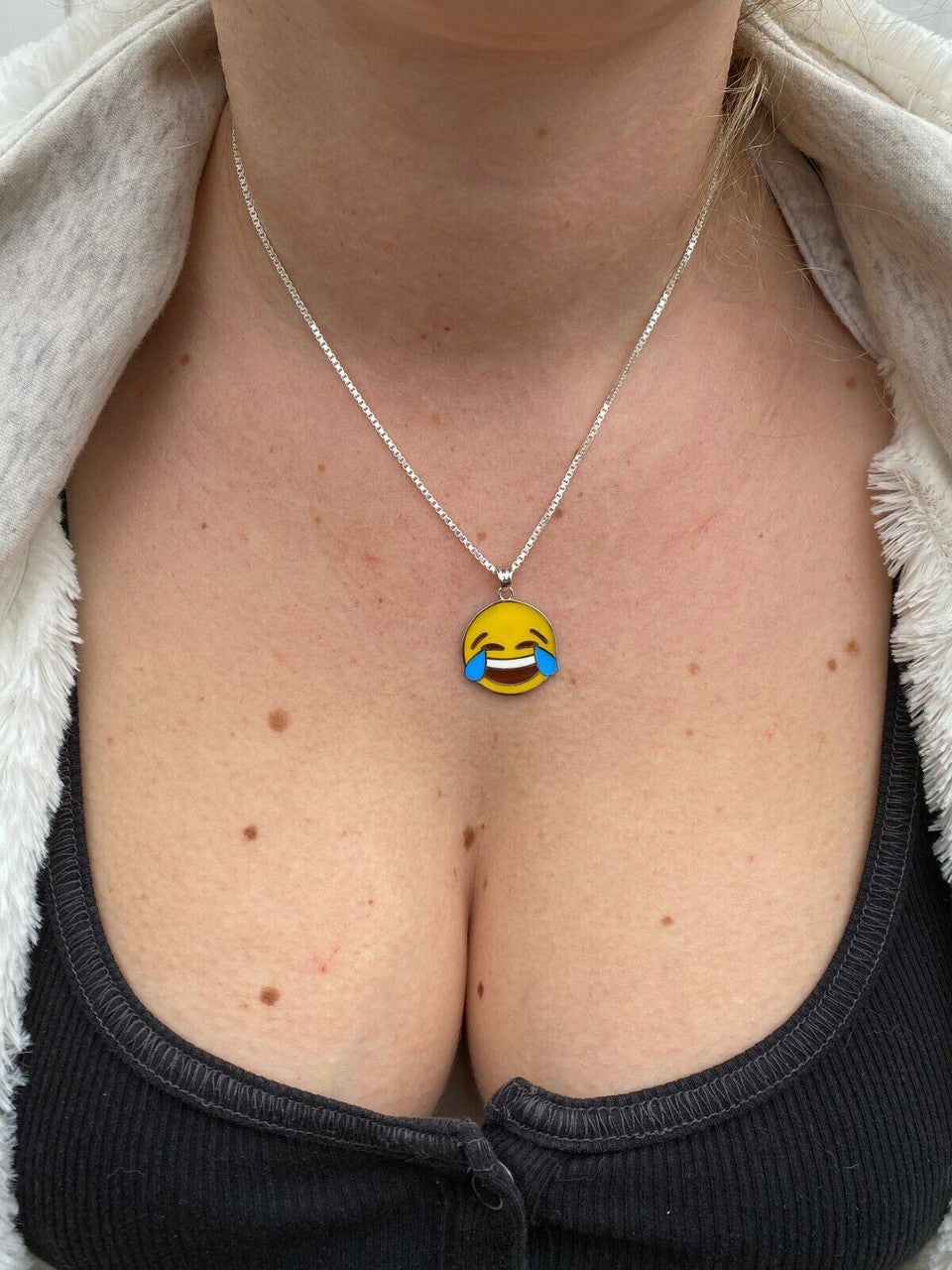 HarlemBling Laughing Smiley LOL Emoji Solid 925 Sterling Silver 1 Pendant For Necklace