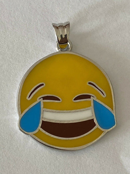 HarlemBling Laughing Smiley LOL Emoji Solid 925 Sterling Silver 1 Pendant For Necklace
