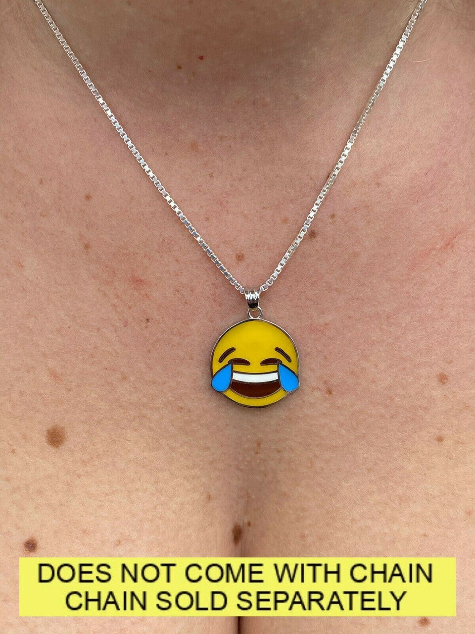 HarlemBling Laughing Smiley LOL Emoji Solid 925 Sterling Silver 1 Pendant For Necklace