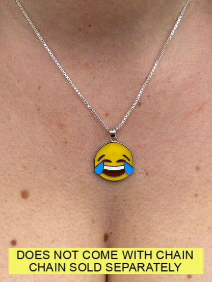 HarlemBling Laughing Smiley LOL Emoji Solid 925 Sterling Silver 1 Pendant For Necklace