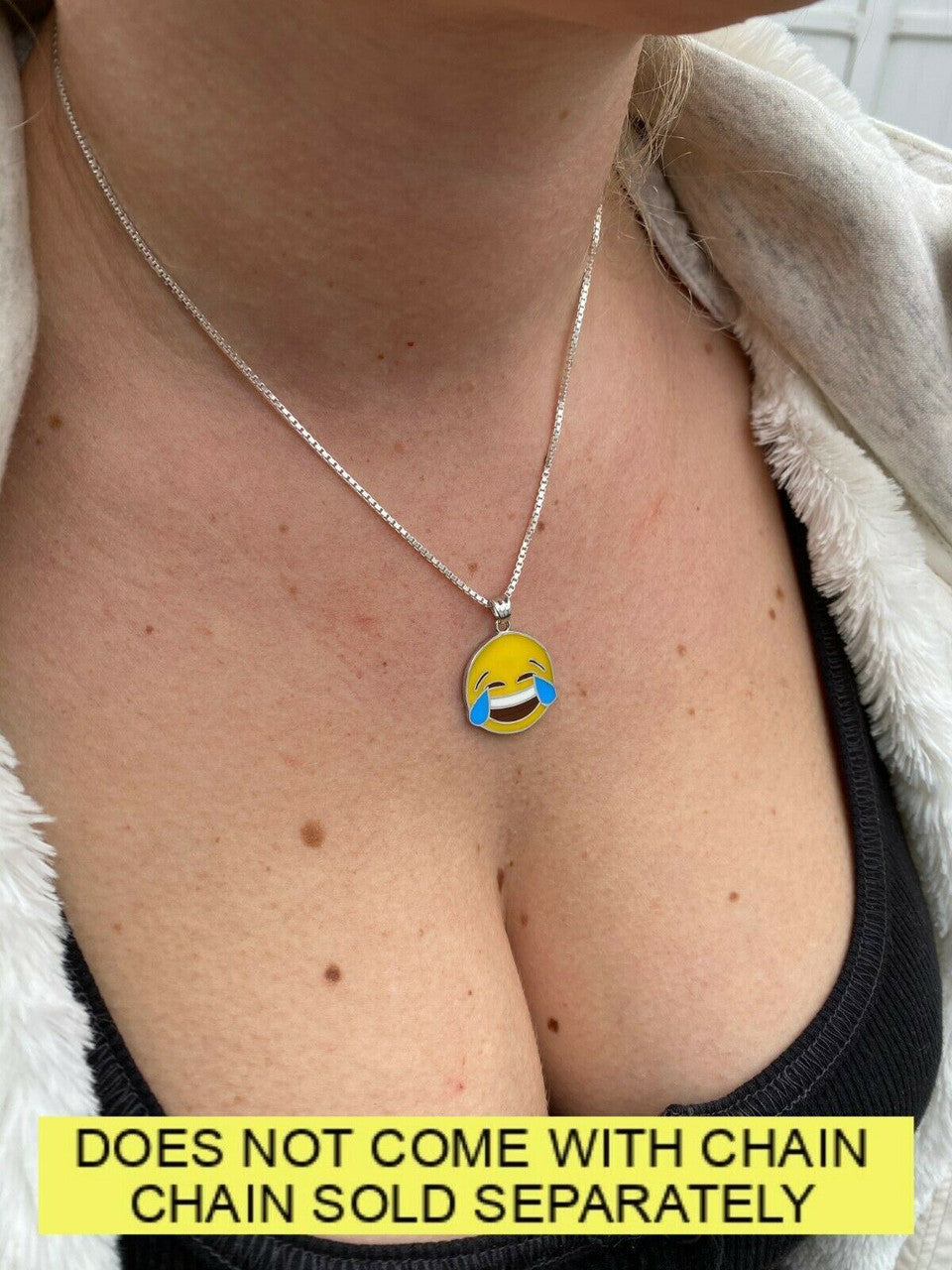 HarlemBling Laughing Smiley LOL Emoji Solid 925 Sterling Silver 1 Pendant For Necklace