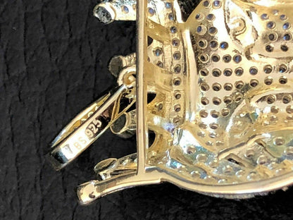 HarlemBling Lion W Crown Solid 925 Sterling Silver Pendant Diamond African Rasta LEO Chain