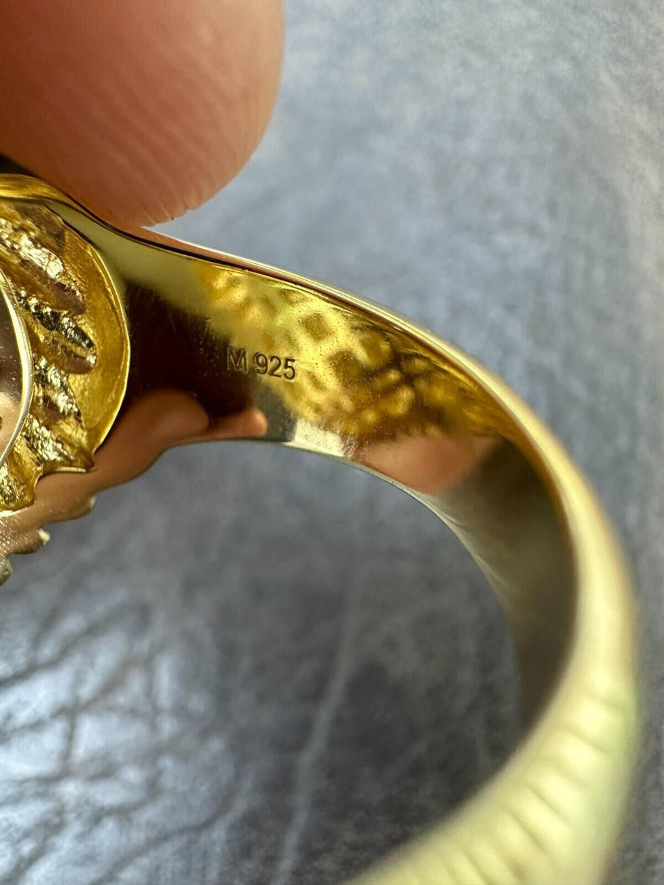 HarlemBling Lion W. Moissanite Baguette Crown 3D Mens Ring - 14k Gold Over Real 925 Silver