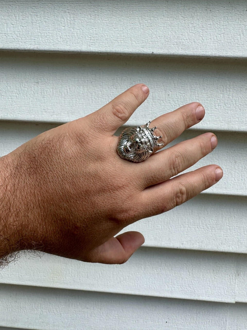 HarlemBling Lion W. Moissanite Baguette Crown 3D Mens Ring - Real Solid 925 Sterling Silver