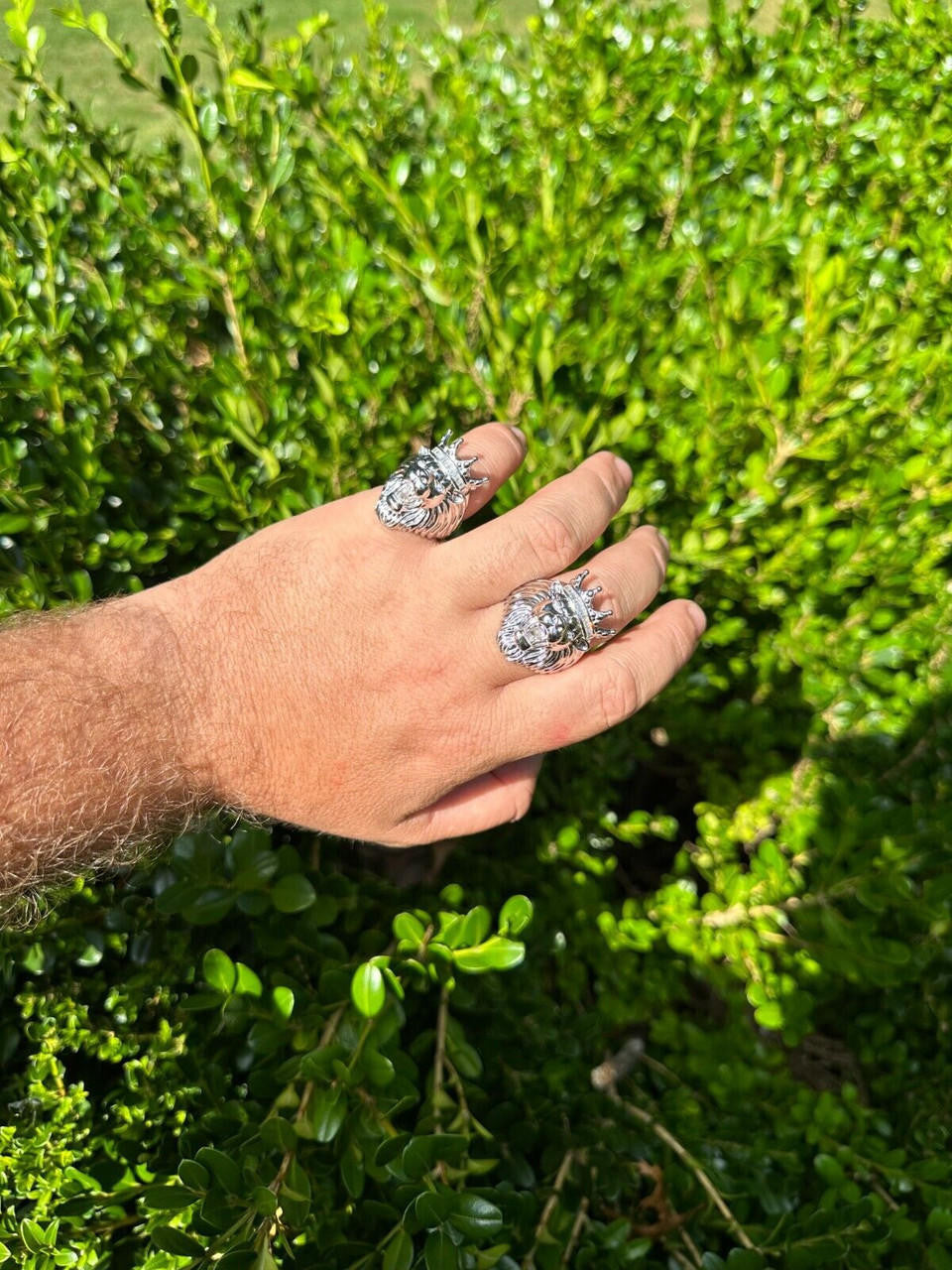 HarlemBling Lion W. Moissanite Baguette Crown 3D Mens Ring - Real Solid 925 Sterling Silver