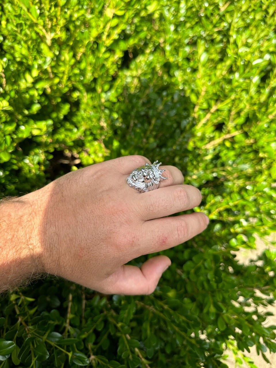 HarlemBling Lion W. Moissanite Baguette Crown 3D Mens Ring - Real Solid 925 Sterling Silver