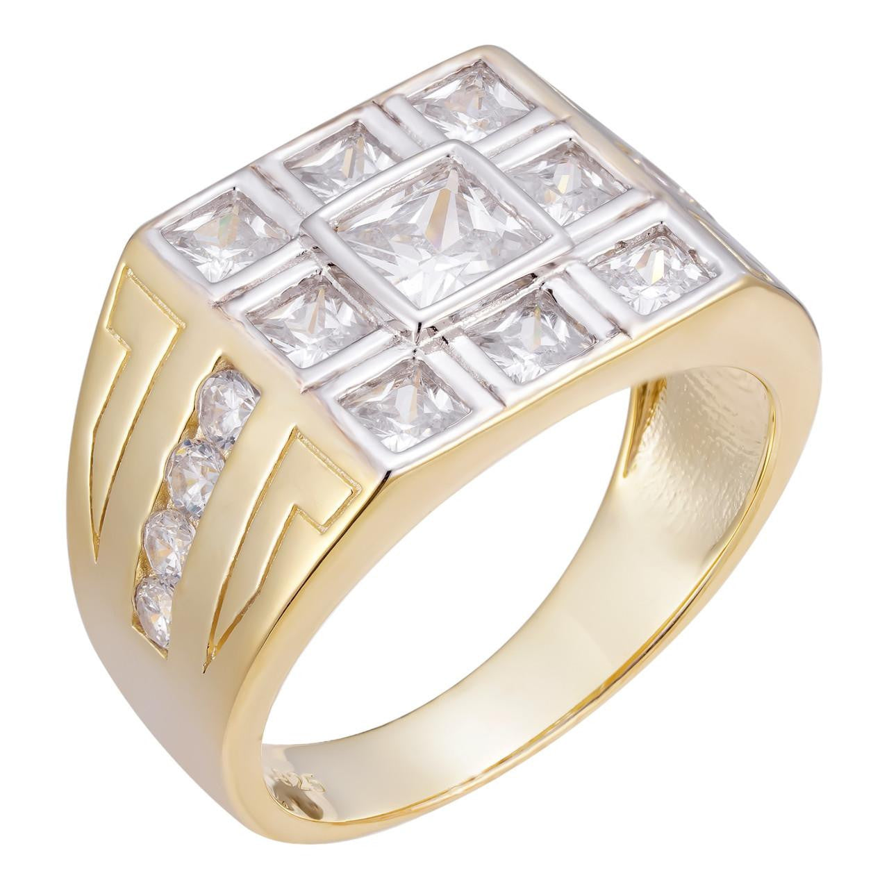 HarlemBling London Square Ring - 14k Gold Vermeil 925 Silver - CZ Stones