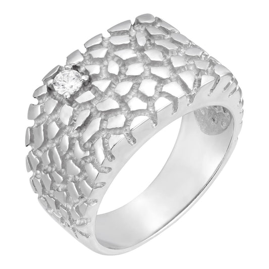 HarlemBling Lone Star Gold Nugget Ring - 925 Silver - CZ Stone